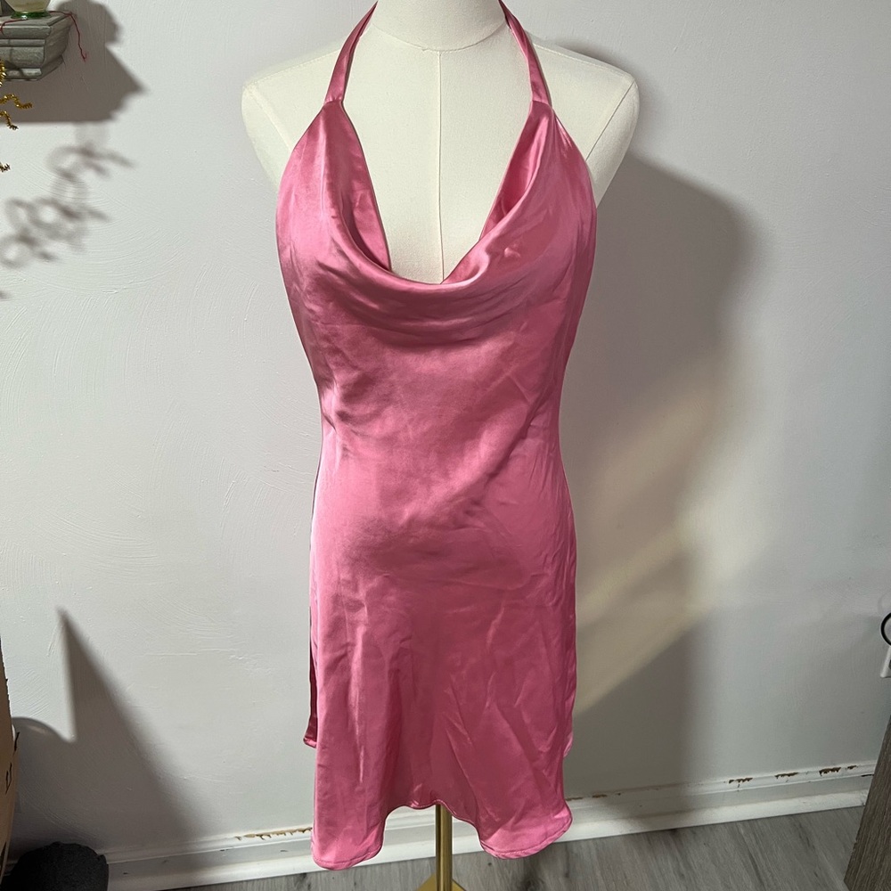 Altar’d State pink satin mini dress